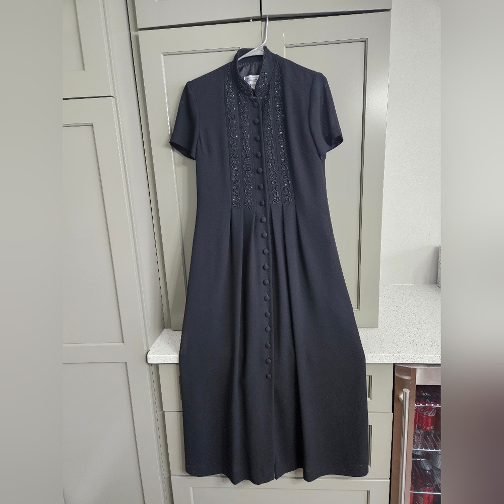 Jessica Howard Black A-line Mock Neck Dress